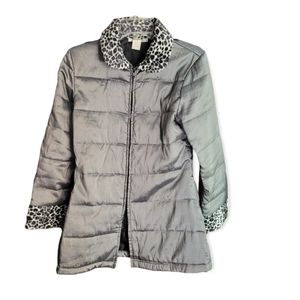Mix Quilted Jacket Faux Fur Collar Size S